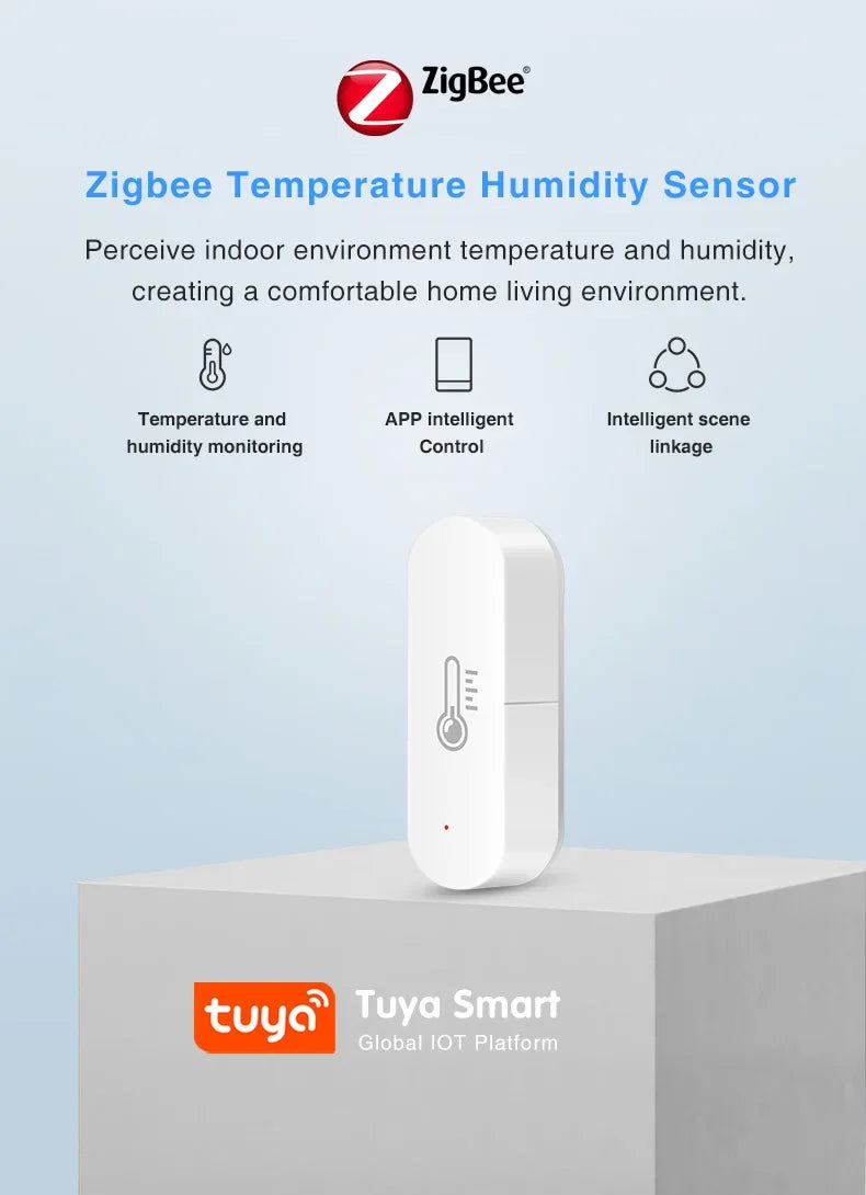 Tuya Zigbee Temperature & Humidity Sensor, Real-time Monitoring, Precise Readings, Seamless Integration for Optimal Comfort