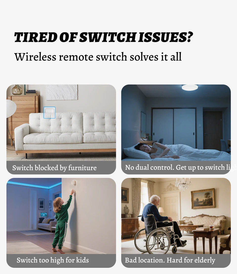 Light Switch Auxiliary Mechanical Arm Wireless Intelligent Switch Adhesive Type No Wiring Remote Control RF433MHz