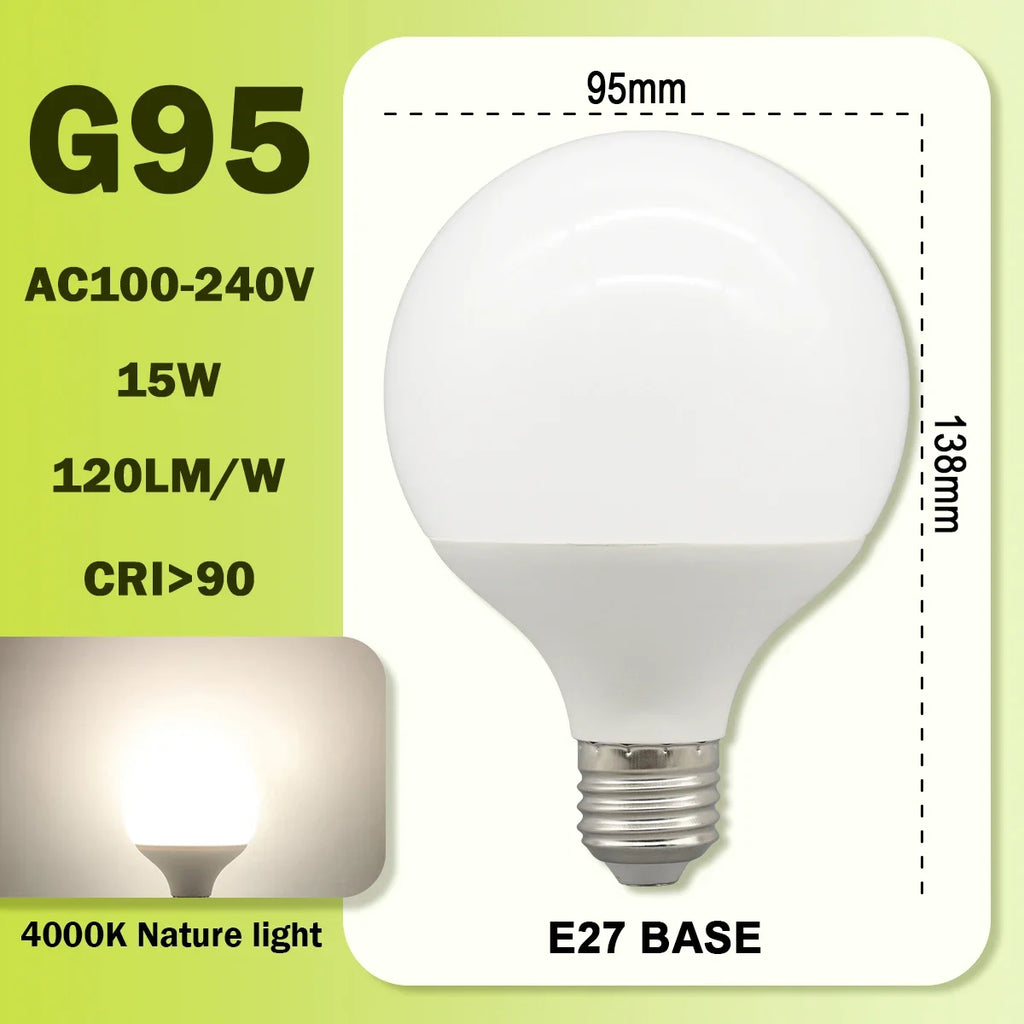 Energy Saving LED Bulb G80 G95 G120 Global Light Lamp E27 Bubble Ball Bulb 3PCS Pack RA90 White Warm White LED 110V 220V