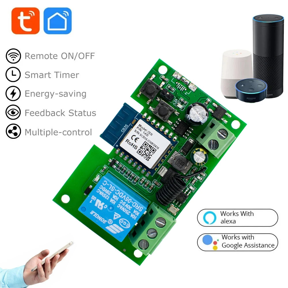 WiFi Switch Smart Tuya Garage Door Gate Opener Controller Work With Alexa Echo Google Home SmartLife APP Controller RF 433mhz
