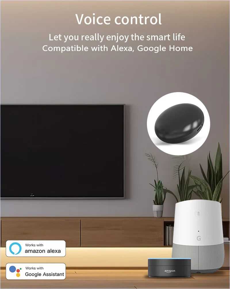 Tuya Smart Universal IR Remote Control, supports Wi-Fi and Bluetooth connectivity, voice control, and remote control