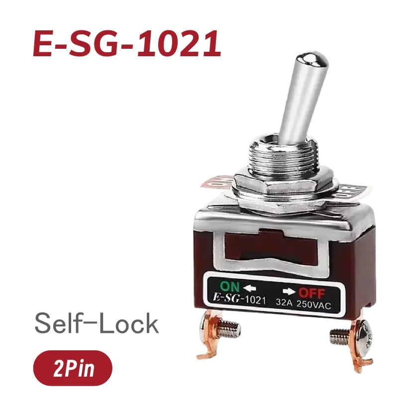 Heavy-Duty E-SG-SERIES Rocker Switch 32A 250VAC Self-Lock Reset with Multiple Pin Options 2-12 Pin