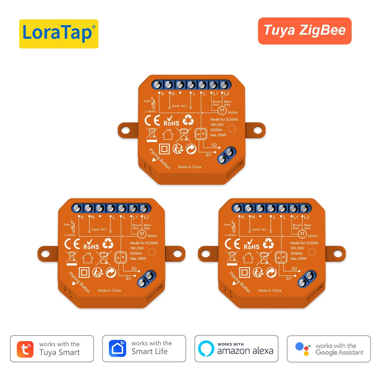 LoraTap ZigBee Blinds Sunshade Roller Shutter Switch Module For Motor Tuya Smart Life Percentage Control Timer Google Home Alexa