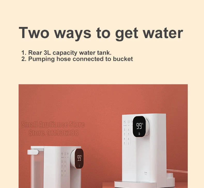 JMEY Instant Heat Water Dispenser Portable Home Office Tea Maker Two Water Filling Methods Water Heater Desktop Water Purifier