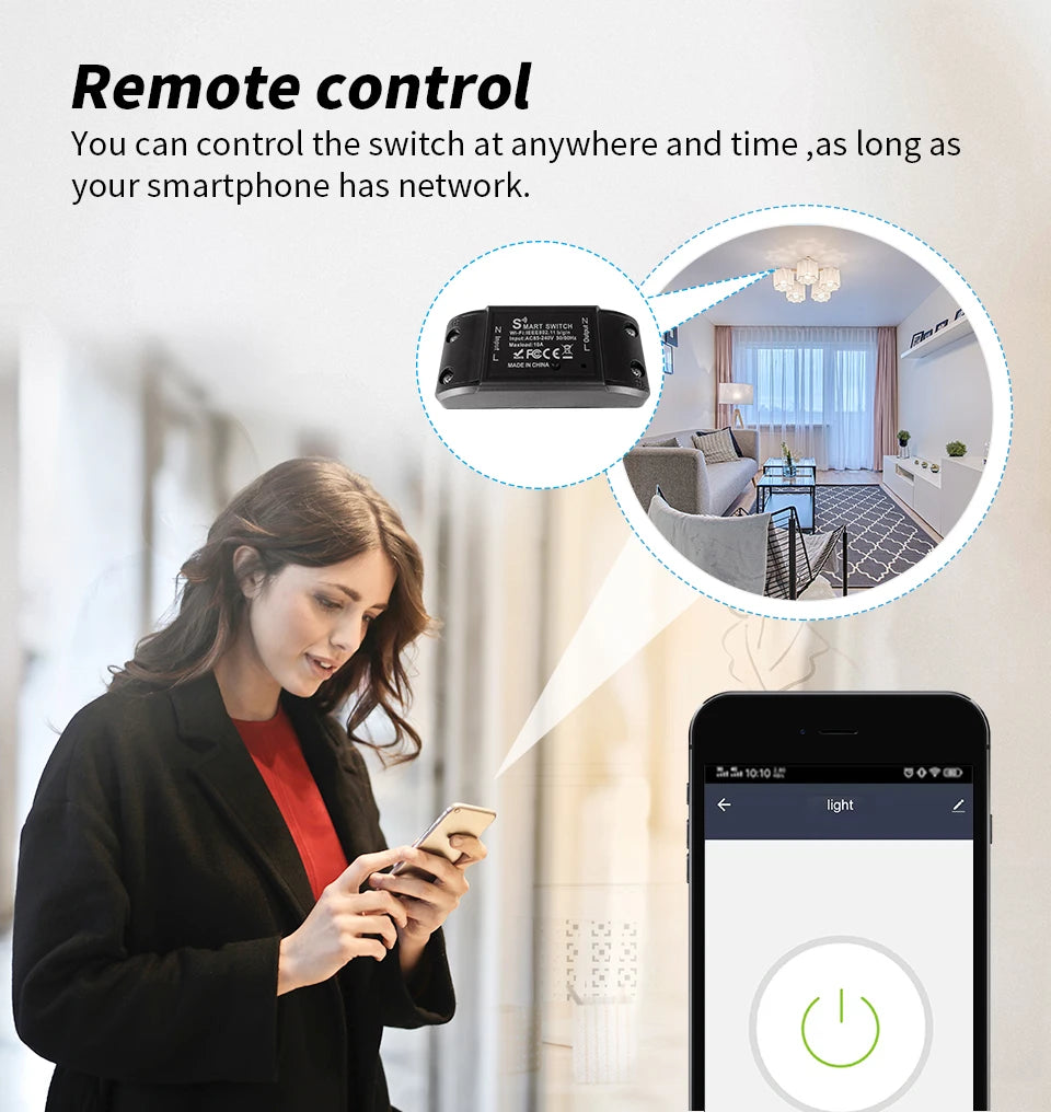Tuya WiFi Smart Switch Breaker Wireless Light Switch Voice Control Timer APP Smart Life Work With Alexa Google Home 110V 220V
