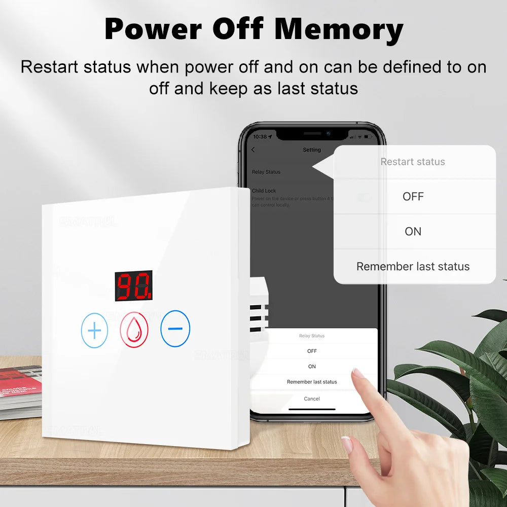 Tuya EU US WiFi/zigbee Smart Water Heater Boiler Switch With Power Monitor Smart Life Control Works With Alexa Alice Google Home