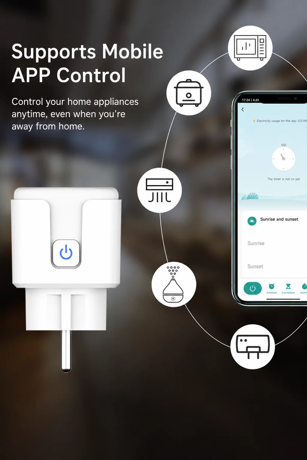 Tuya Matter EU Smart Plug 16A with Energy Consumption Tracking, Compatible with Apple HomeKit, Google Home, and Alexa