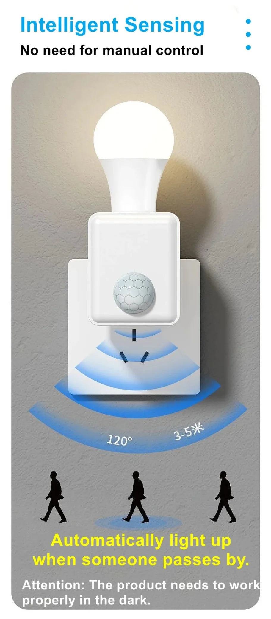 AC85-265V EU/US Plug E27 PIR Motion Sensor LED Switch Lamp Base Human Induction Light Bulb Holder Socket Adapter Converter