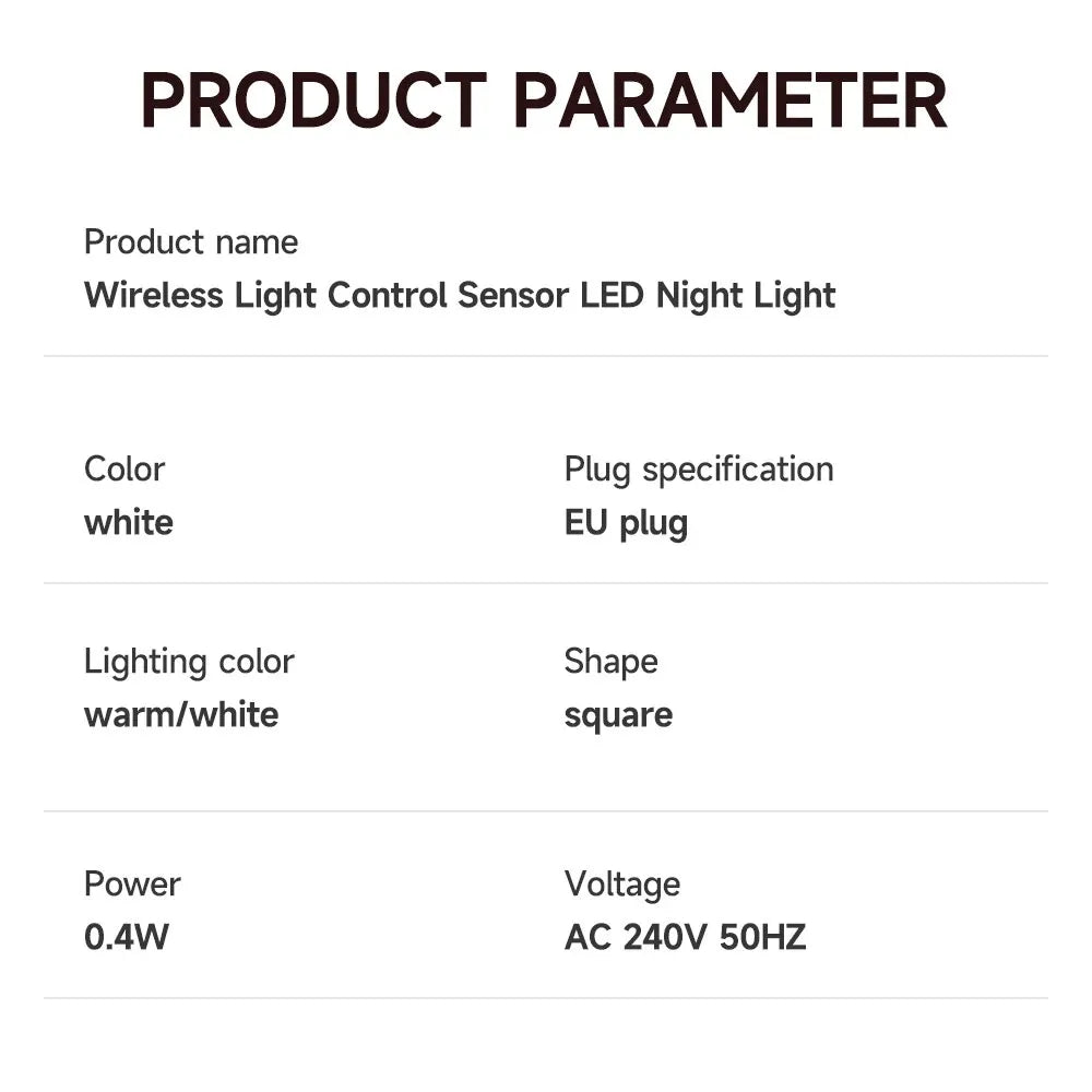 LED Night Light, EU Plug-in Smart Wireless Light Control Sensor Light, 220V Wall Light For Home Corridors, Bathrooms, Hallways