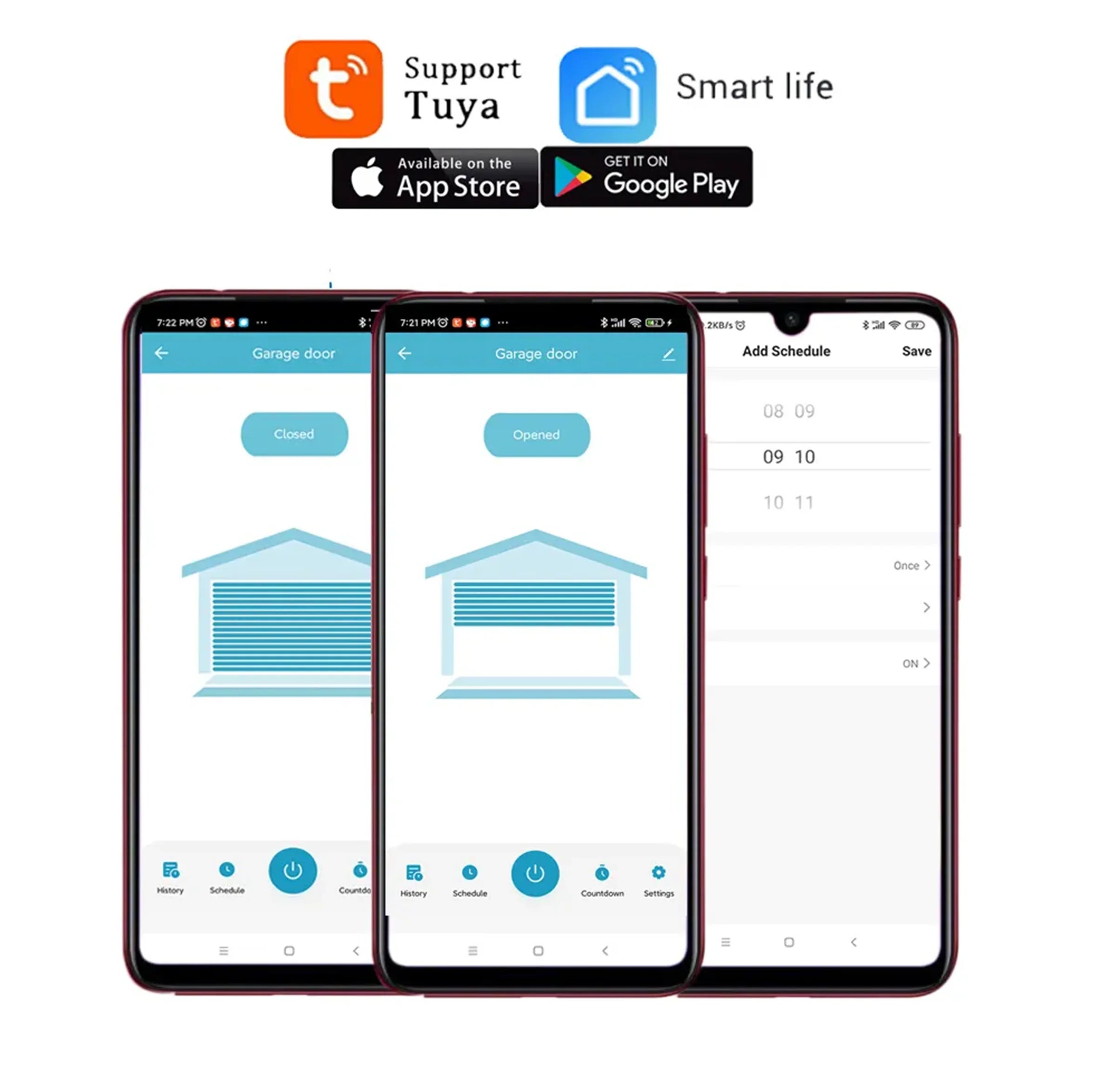 Smart Garage Door Opener Remote Control via Mobile Phone with Tuysmart Smartlife APP One Step Transformation for Smart Home Aut