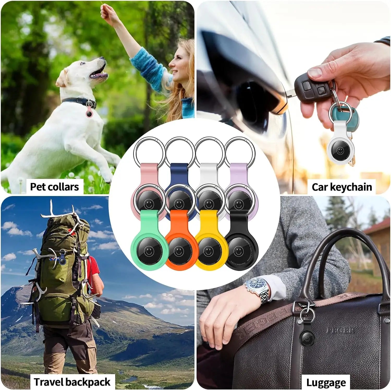 8/4/2Pack Silicone itag Case for Airtags with Keychain, Protective Cover for Airtag Key , Pet Dog Cat Collar , Accessories