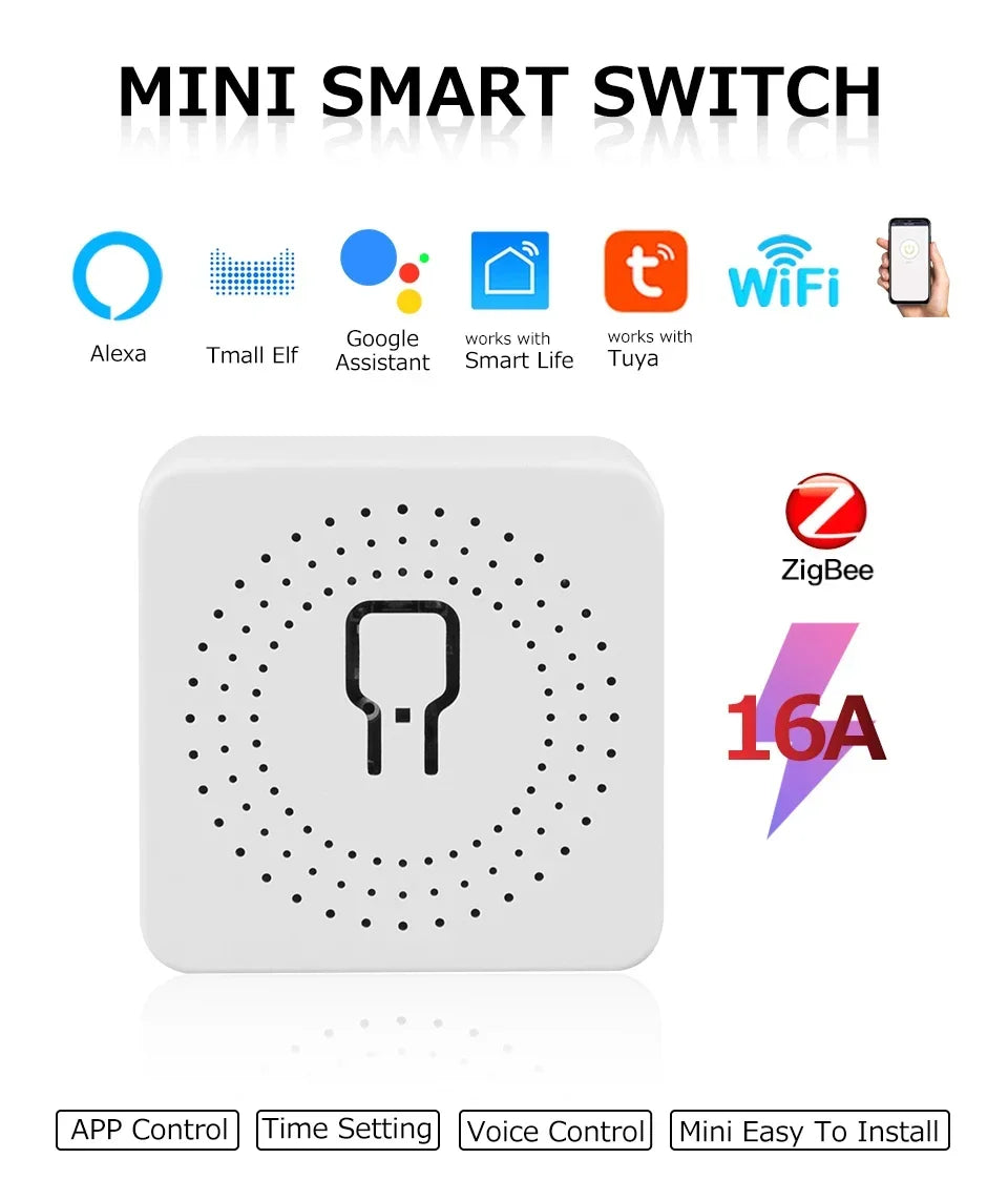 Tuya ZigBee or WiFi Smart Switch Automation Module Relay 16A Support 2 Way Control Breaker APP Voice for Alexa Google Home