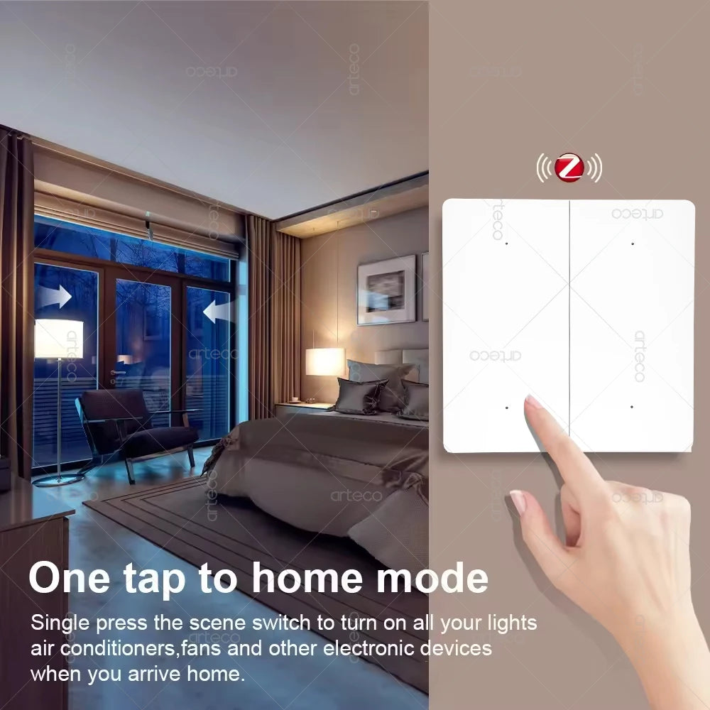 Tuya ZigBee Wireless 4 Gang Scene Switch Push Button Controller Battery Powered Smart Life App Home Automation For Zigbee Device