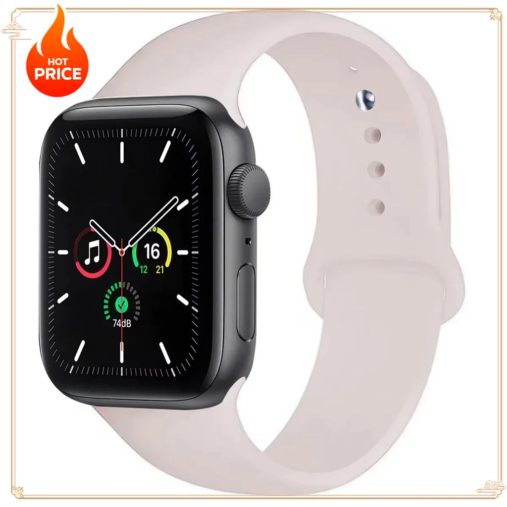 Original Silicone Strap for Apple Watch Band 38/40/41/42/44/45/46MM 49mm Bracelet for Iwatch Serie 10 9 7 4 5 6 8 SE Ultra 2 3