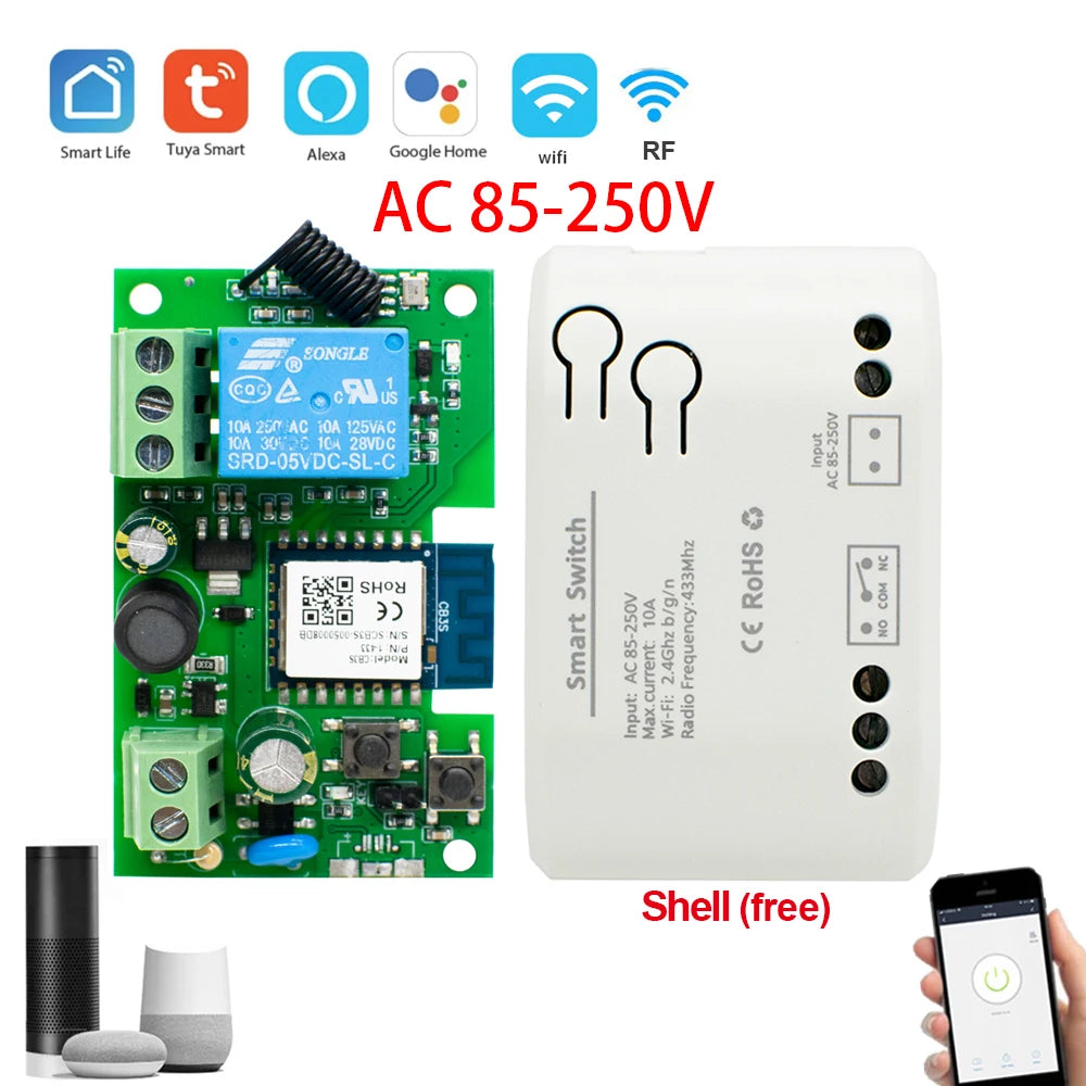 Tuya Smart Wifi Switch Module 12V 32V 220V RF 433 Radio Remote Control 1/2/4 Channels Relay for Alexa Google Home Smart Life
