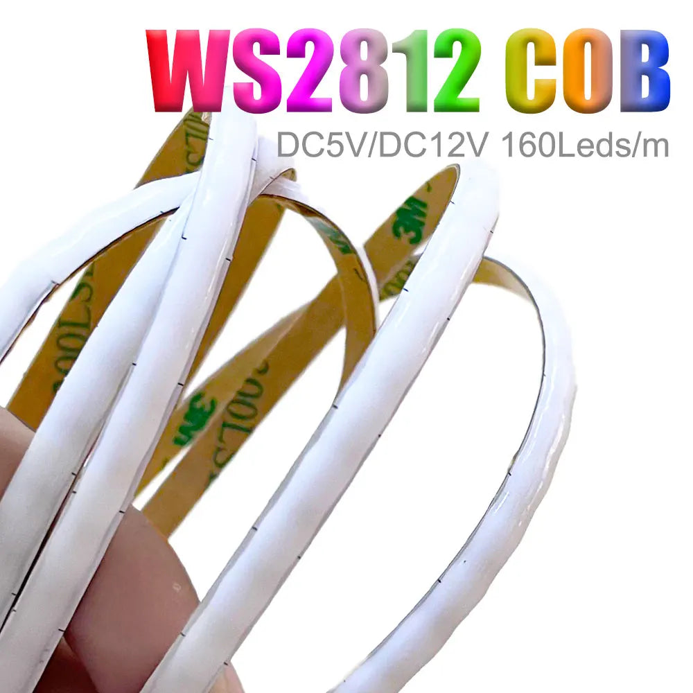 5mm WS2812B COB LED Strip Smart RGBIC WS2812 Individually Addressable High Density 160Leds/m  Flexible Pixel Light DC5V/DC12V