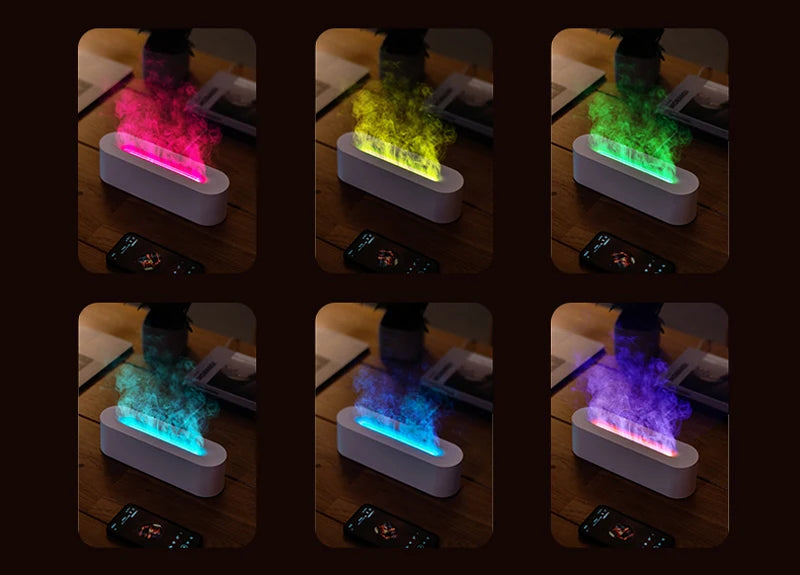 Simulation Colorful Flame Aroma Diffuser Air Humidifier Aromatherapy Essential Oil Timing Ultrasonic Cool Mist Maker Fogger