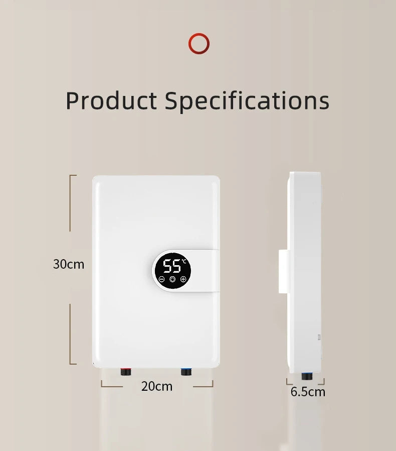 Smart Inverter Electric Water Heater Instant Water Heater Fast Heating Shower Instant Heating Water Heater LED Touch Controls