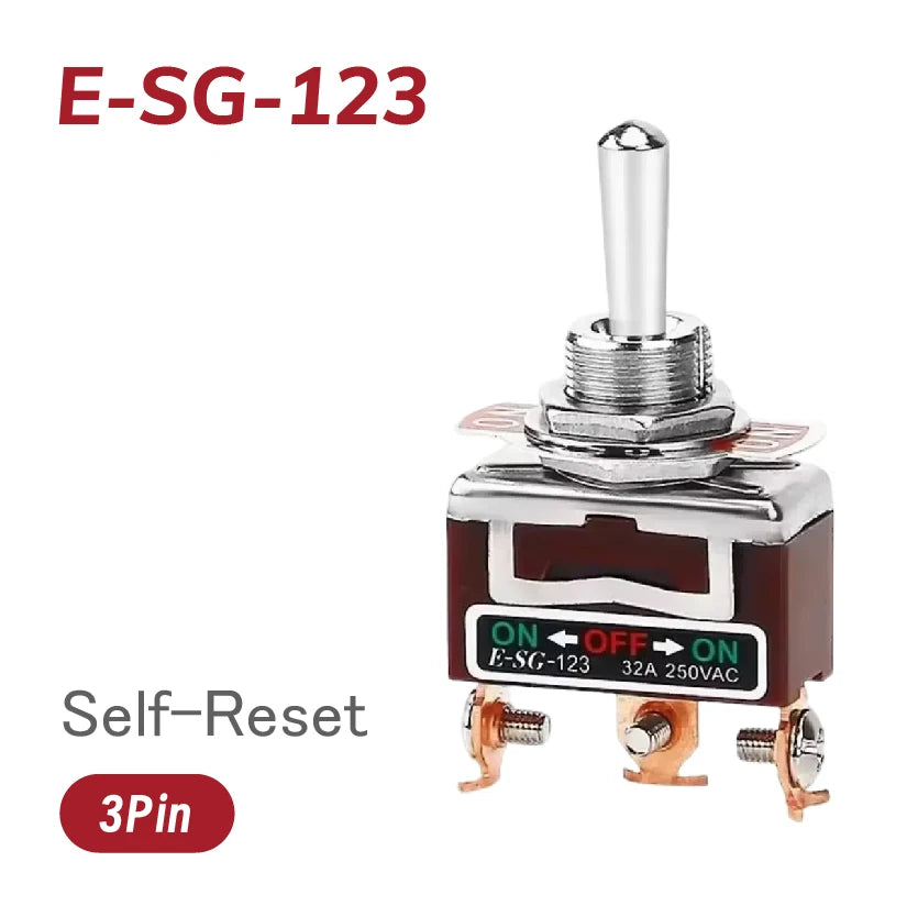 Heavy-Duty E-SG-SERIES Rocker Switch 32A 250VAC Self-Lock Reset with Multiple Pin Options 2-12 Pin