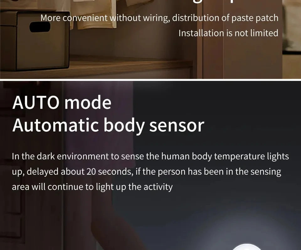 PIR Motion Sensor LED Night Light USB Rechargeable Bedroom Night Lamp Kitchen Cabinet Wardrobe Lamp Stairs Hallway Closet Lights