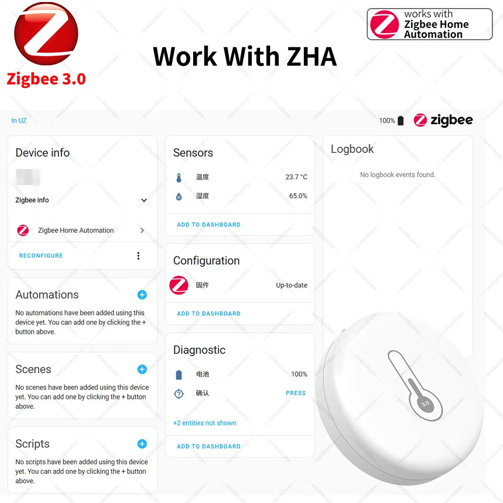 Zigbee 3.0 Sensor Temperature Humidity Sensor Zigbee Hub Required workwith Home Assistant Yandex Alexa ZHA Zigbee2MQTT HA
