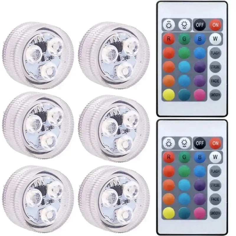 1-8 Pack Submersible LED Lights Waterproof Pool Light Underwater with 16 Colors, Remote Control for Aquarium,Vase, Bath,Hot Tub