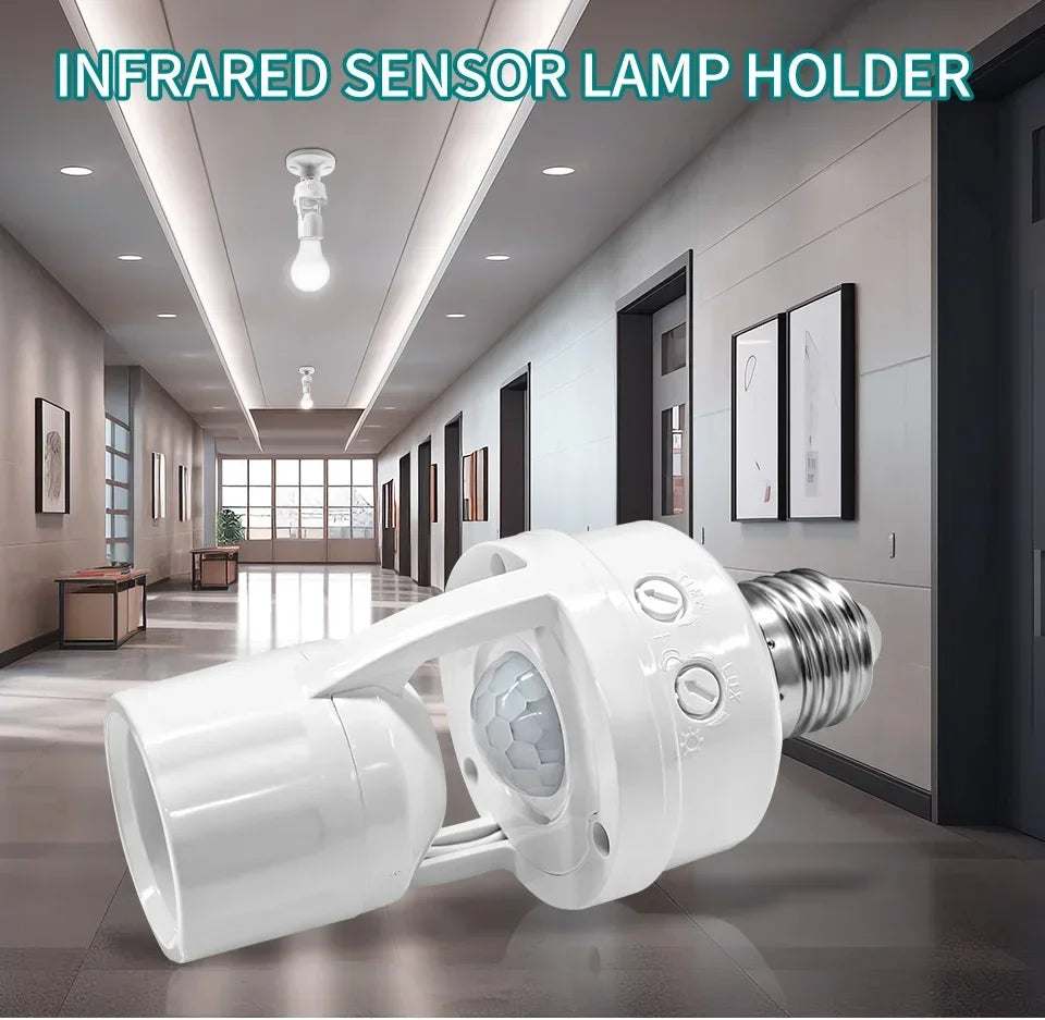 Smart Motion Sensor 220V 110V E27 Bulb Socket Lamp Base Human Body Detector PIR Sensor Home Automation Auto On Off Light Switch