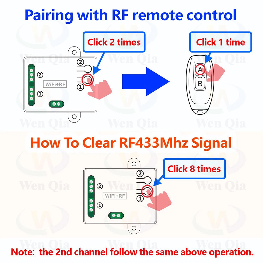 2CH Smart Light Switch Tuya,WiFi & RF Remote Control Module,USB 5V DC 12V 24V 48V,work with Alexa Google Home,for Lamp Fan Motor