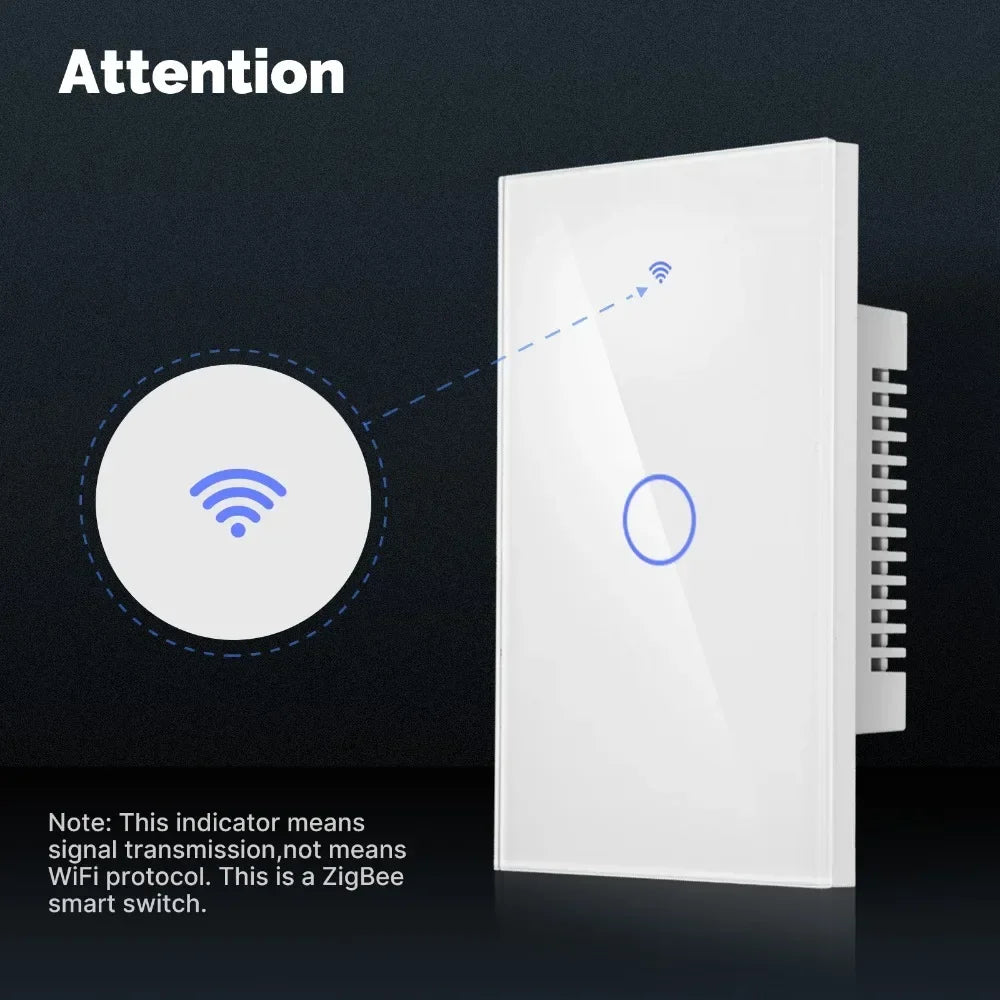 MOES Tuya ZigBee Smart Light Switch Touch Glass Panel Fireproof Neutral Wire Required Remote Control Work With Alexa Google Home