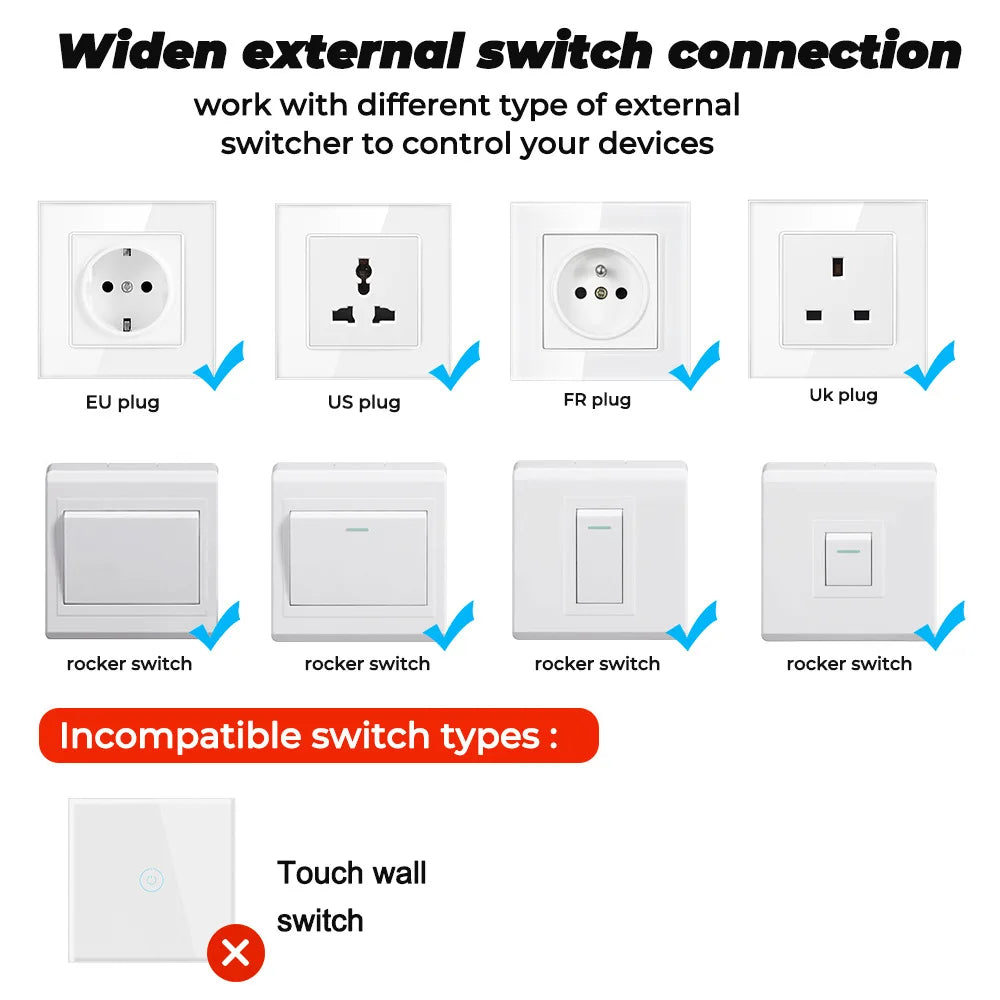WiFi Matter Smart Switch Universal Breaker 16A Light Switch Smart Home Work with Homekit Alexa Google Assistant EWelink APP