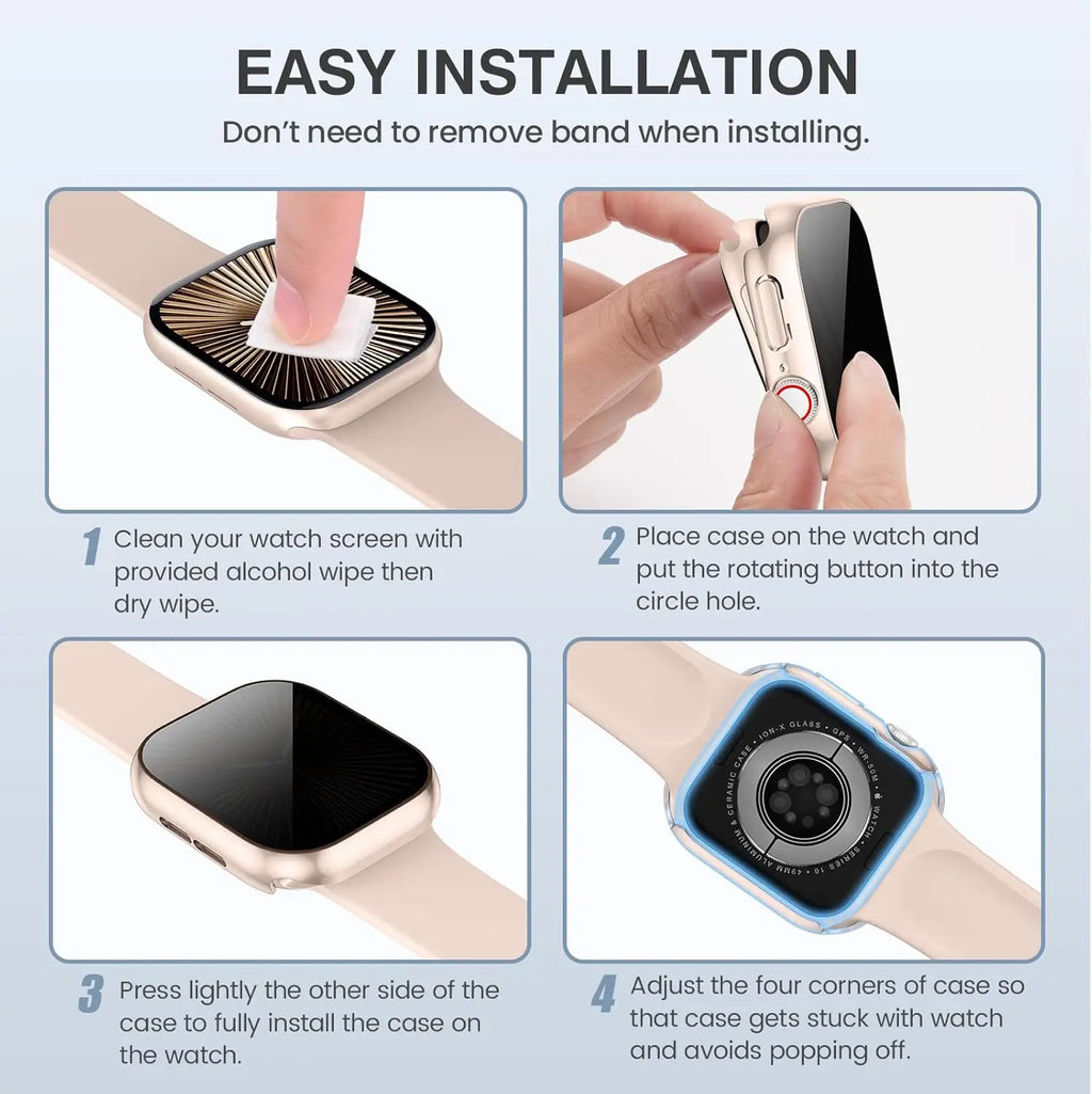 Privacy Glass+Case For Apple Watch 10 42mm 46mm Tempered Anti-Peeping Screen Protector Cover For iWatch series 10 Accessories