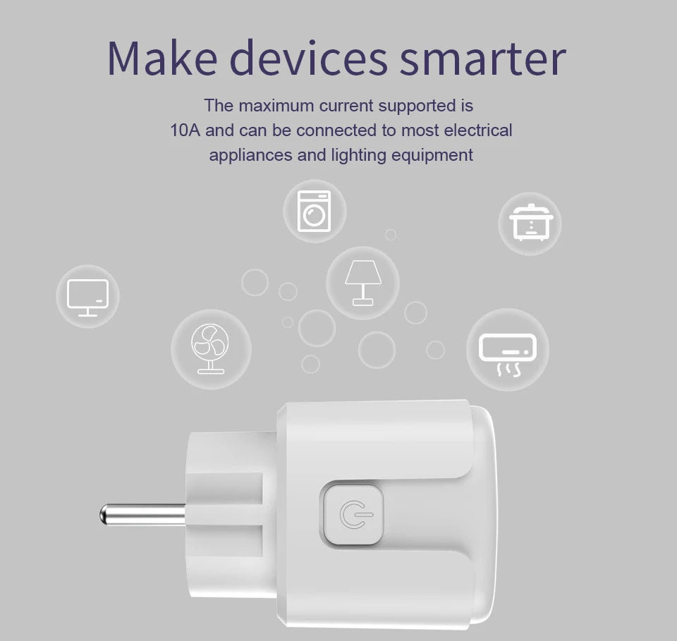 SIXWGH Smart Home Socket WiFi 16A EU/FR Plug Outlet Cozylife Remote Control Timer Power Monitor Support Voice Google Home Alexa