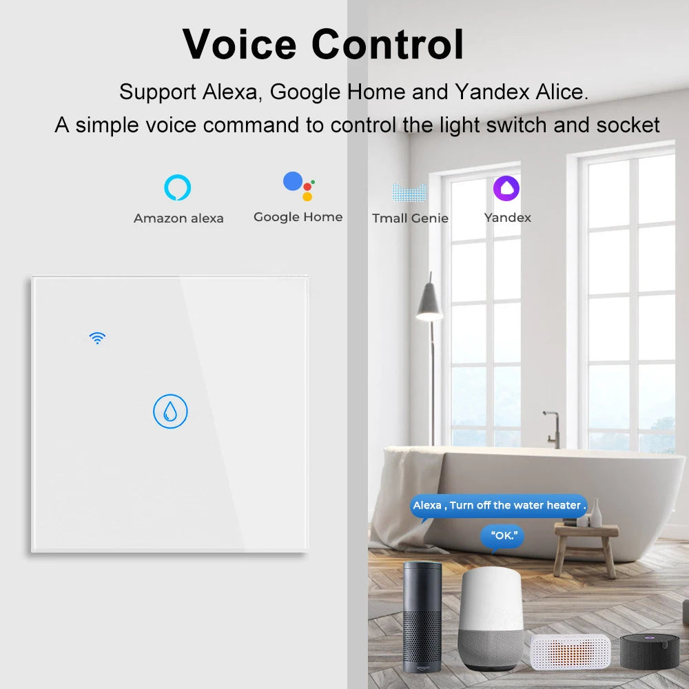 Tuya 40A Smart Water Heater Boiler Switch WiFi Air Conditioner Controller APP Remote Timing Works With Alexa Alice Google Home
