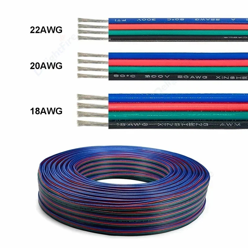2 3 5 6 4Pin Electric Cable 22 20 18AWG PVC Tinned Copper Wire Electrical Wire For LED Strip Speaker Fan Lights Solar Panel DIY