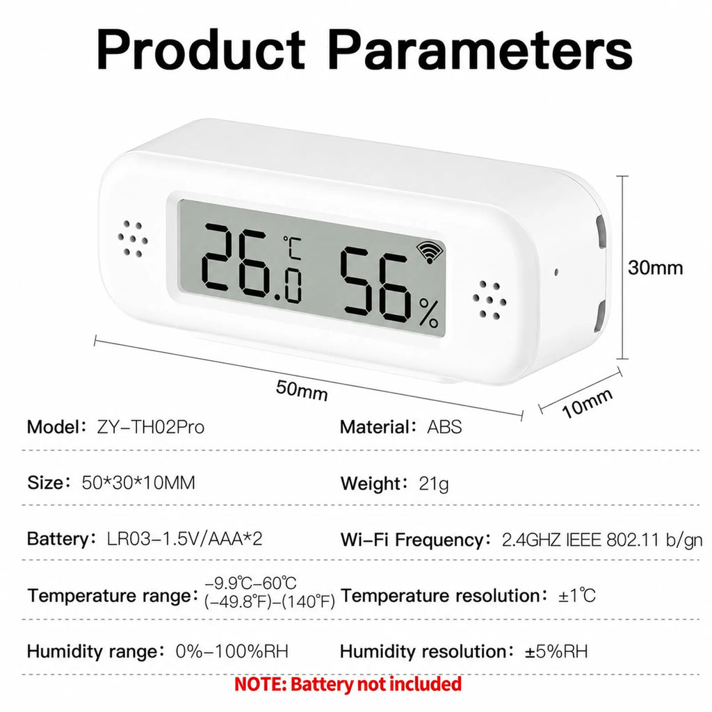 Tuya WiFi Temperature Humidity Sensor °C/°F Switchable Smart Home APP Remote Alarm Works with Alexa Google Home Yandex Alice