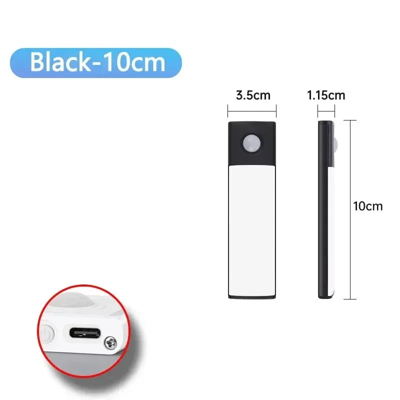 1Pc Cabinet Light USB Rechargeable Motion Sensor Ultra-thin Night Light For Home Corridor Stairs Kitchen Bedroom Wardrobe Indoo