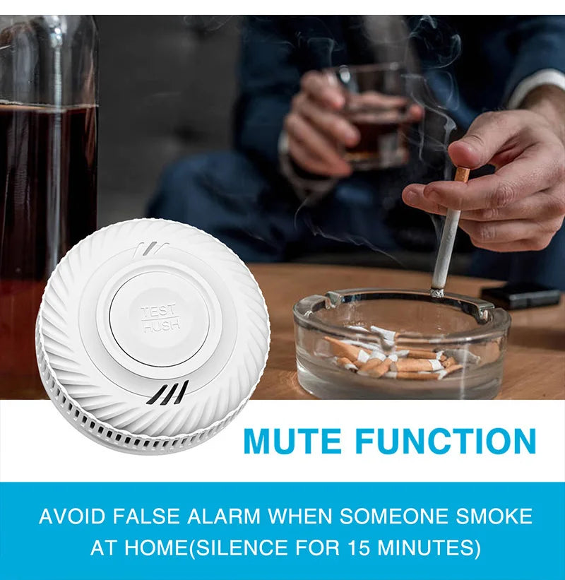 WiFi Tuya Smart Smoke Detector With Built-in 10 Year Lithium Battery For Parlor Room Kitchen Shop Fire Inspection Alarm Sensor