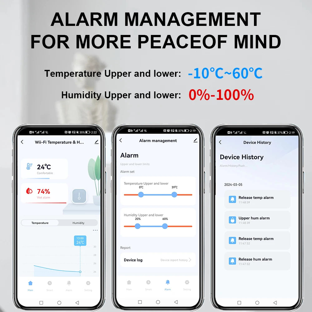 1~10PCS Tuya WiFi Temperature and Humidity Sensor Remote Monitor For Smart Home Work with Alexa Google Assistant