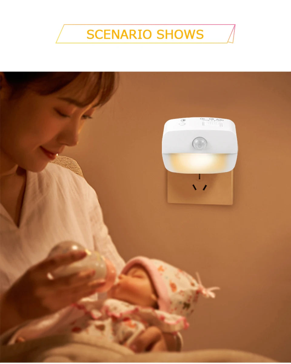 LED Night Light EU Plug In Smart Motion Sensor Light 220V Wall Lamp for Home Aisle WC Hallway Stair Kitchen Bedroom Night Lamp