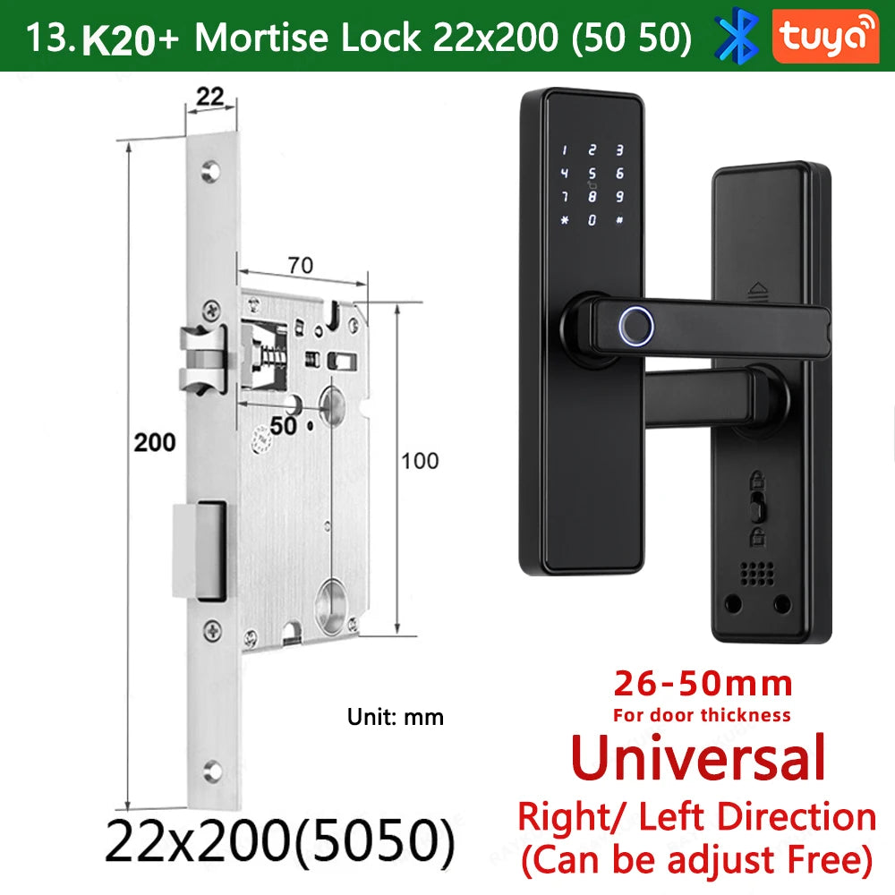 CDOK K20-Tuya Bluetooth door lock, multiple unlocking methods, suitable for office/apartment/B&B/bedroom doors