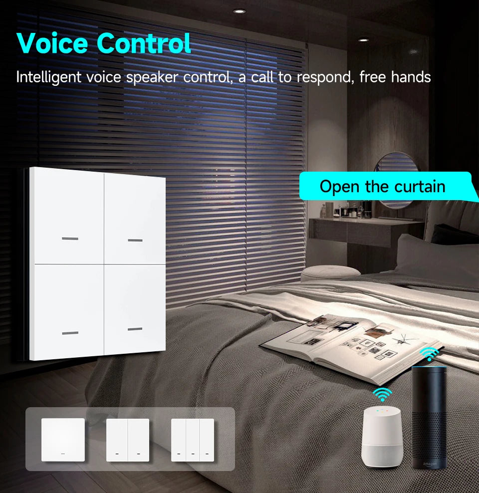 Tuya ZigBee 3.0 Smart Scene Switch Wireless Free Sticker Wall Scene Switch Push Button Battery Powered Transmitter Alexa