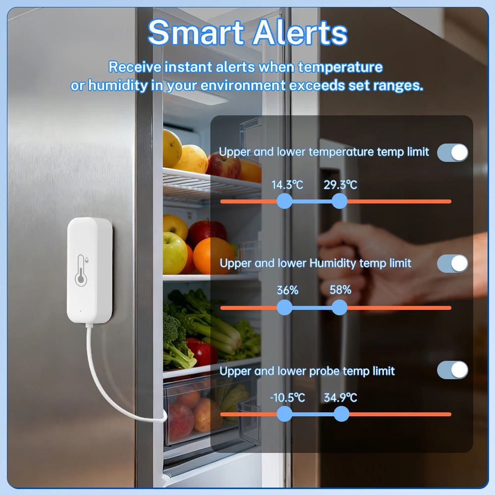 Tuya Zigbee WiFi Temperature Humidity Sensor with External Probe, Smart Home Compatible with Smart Life Google Home Alexa