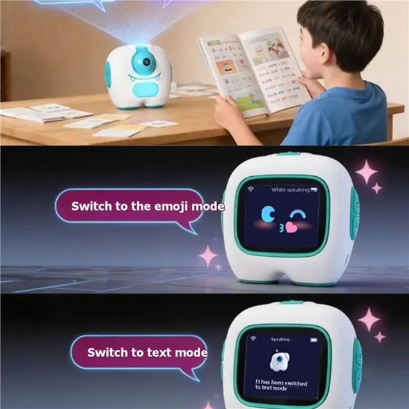 Smart AI Robot Clock WiFi Version Voice Control Assistant Image Recognition Storytelling Desktop Clock