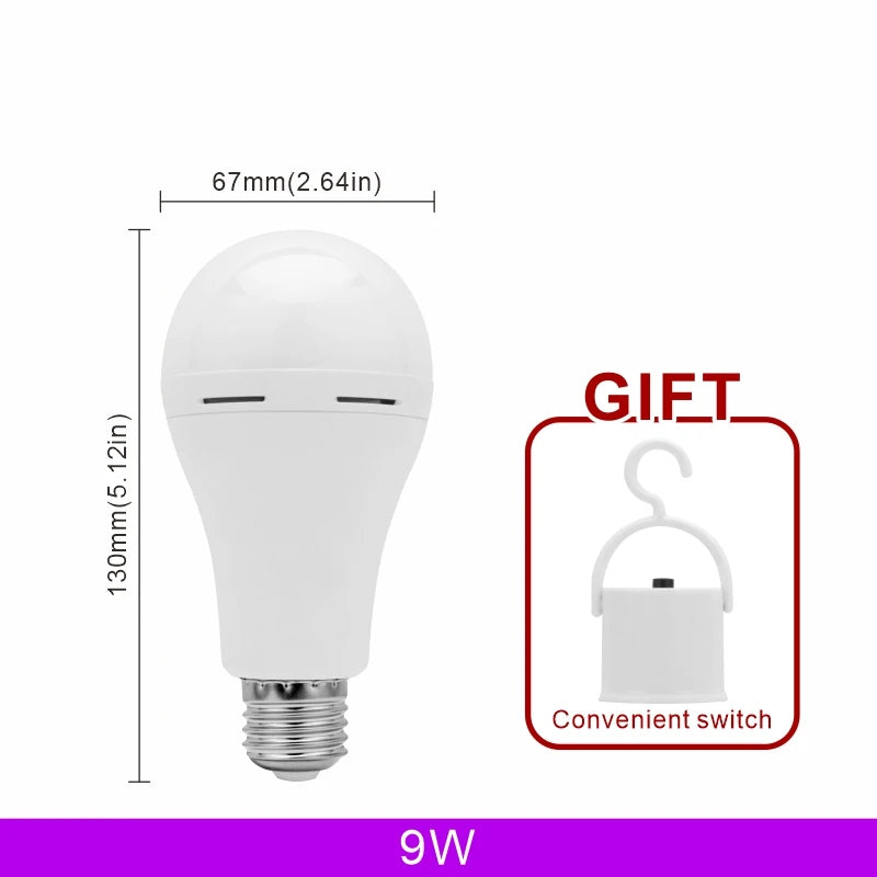 Emergency LED Light Bulb E27 7w 9w 12w 15w Rechargeable 1200mAh Battery 85-265V 110V 220V for Camping Tent Lamp Outdoor Lighting