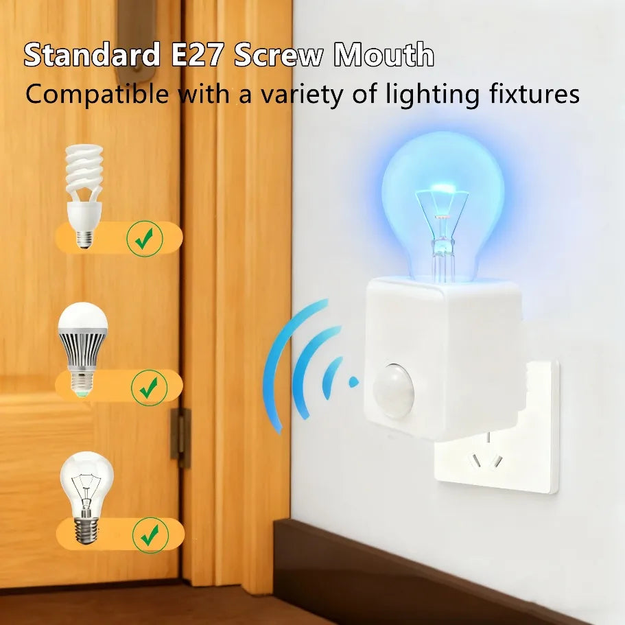 AC85-265V EU/US Plug E27 PIR Motion Sensor LED Switch Lamp Base Human Induction Light Bulb Holder Socket Adapter Converter