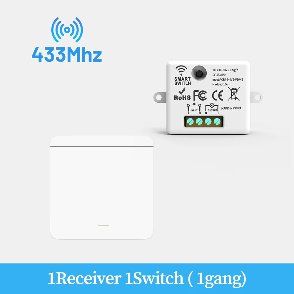 SIXWGH Wireless Light Switch Set 1/2/3Gang 433Mhz Push Button Home Remote Controller 10A 110V 220V For Led Light Lamp