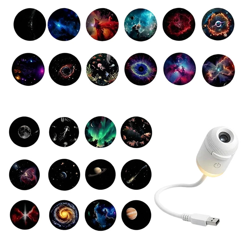 Wireless Galaxy Projection Led Night Light Rechargeable Wall Atmosphere Lamp For Car, Living Room Bedroom Home Decor Lighting