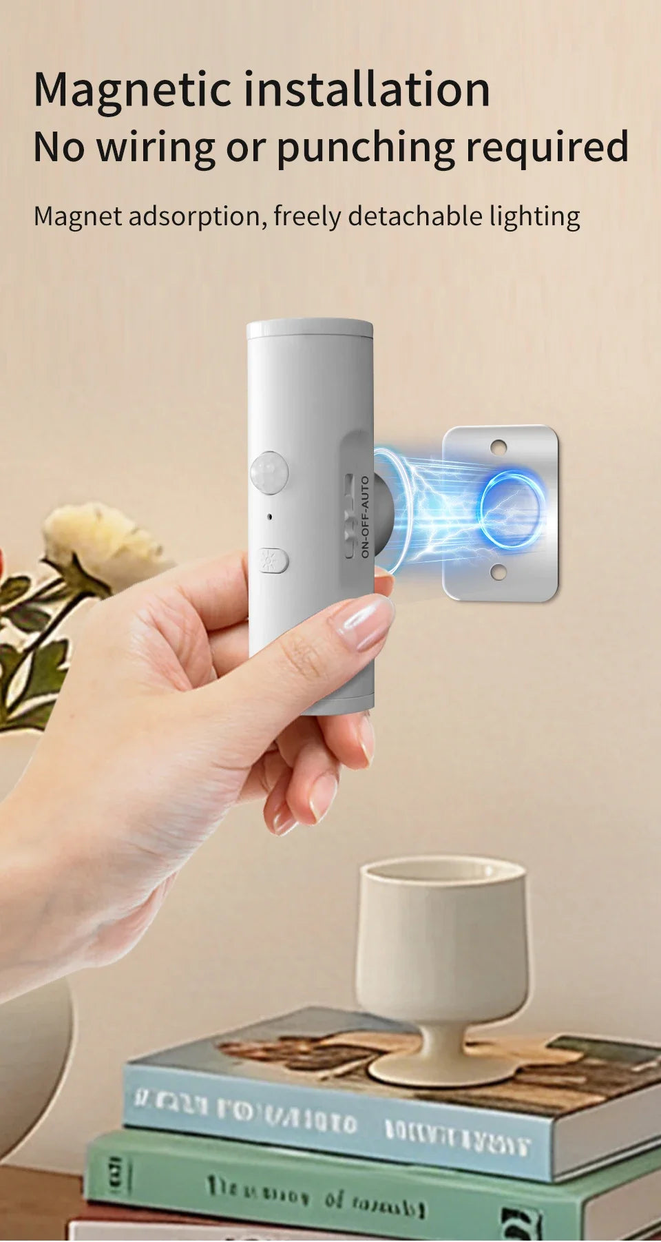 Rechargeable LED Night Light Motion Sensor Double-head Wall Lamp Magnetic Spotlight 3 Color For Bedroom Closet Stair Lighting