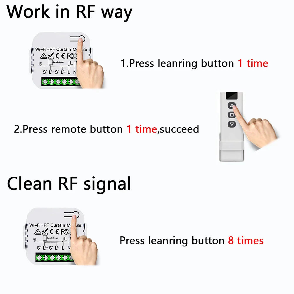 WiFi Smart Curtain Switch Tuya Electric Rolling Shutter Door Controllers 433MHz APP Remote Smart Life App For Google Home Alexa
