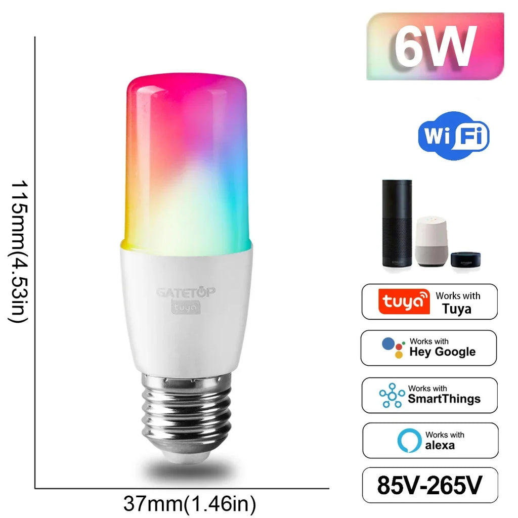 RGB Smart LED Bulb Dimmable Tuya Gu10 C37 A60 T37 E14 E27 B22 Light Wifi Magic Lamp AC 110V 220V Works with Alexa Google Home